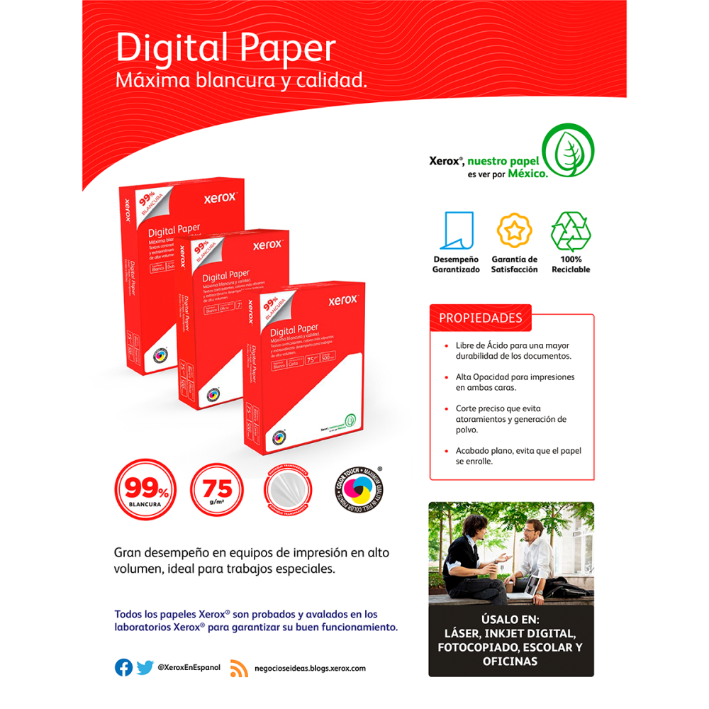 Papel Xerox 3M2000, Tamaño Carta, 5,000 Hojas, Blanco