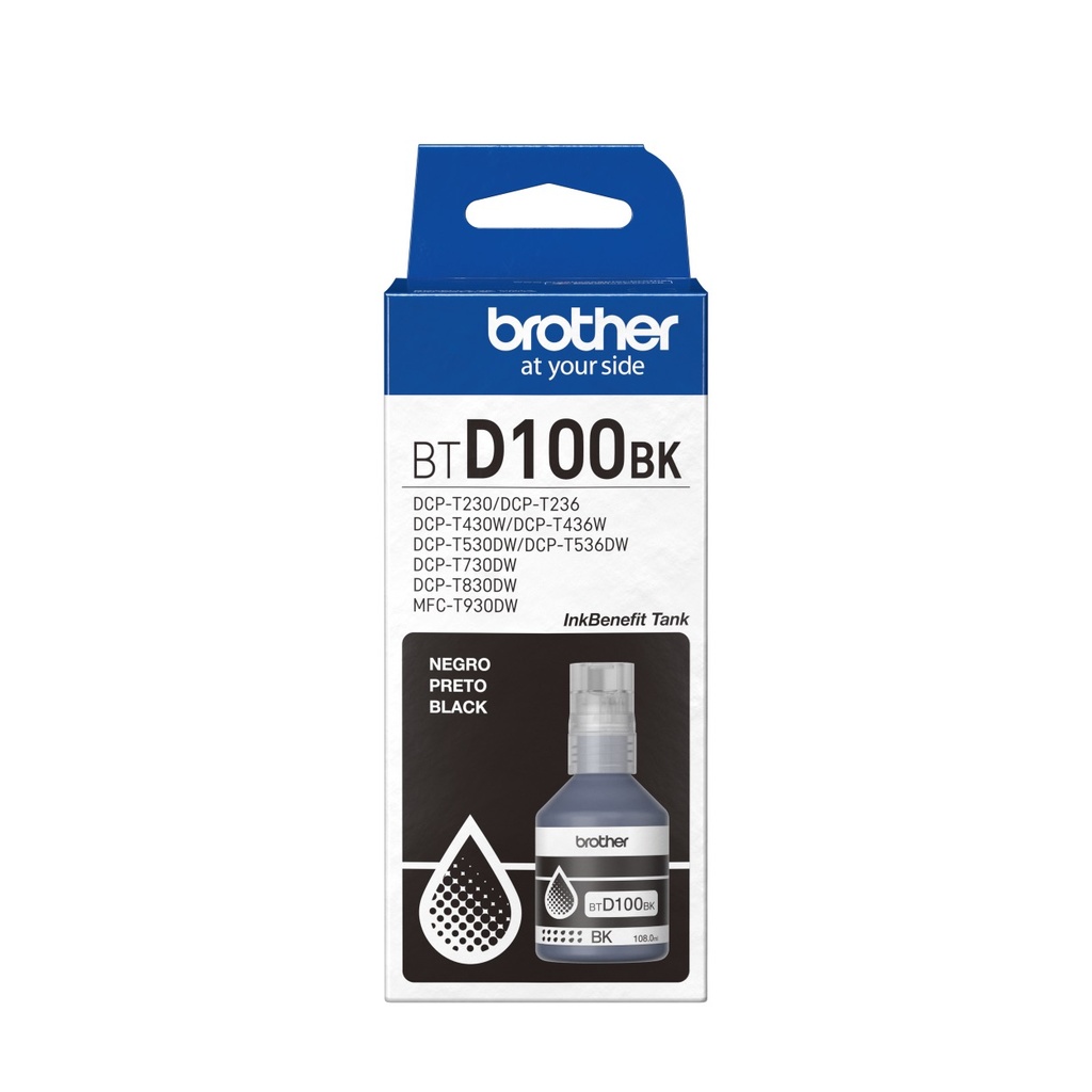 Botella de tinta Brother Negro, Alto rendimiento, BTD100BK