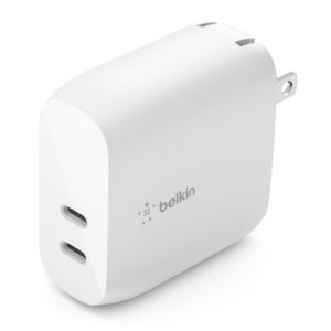 CARGADOR DE PARED BELKIN DUAL PORT USB-C 40W AC/20W / WCB006DQWH
