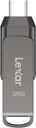MEMORIA  USB DUAL JUMPDRIVE LEXAR D400 3.1 128G TIPO C Y TIPO A / LJDD400128G-BNQNU