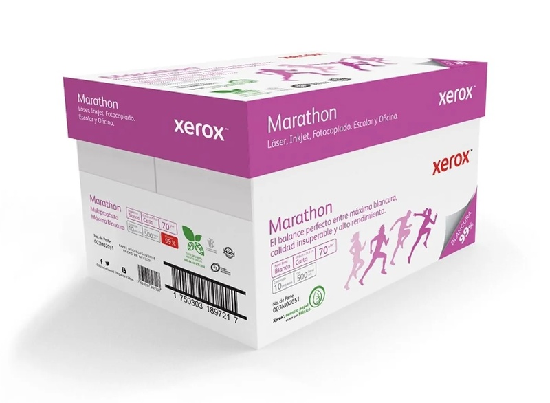 [3M2051 CAJA] Papel Bond Xerox Marathon Carta 70 g/m² 99% de Blancura Caja con 10 Paquetes de 500 Hojas c/u