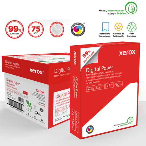 [3M2000 CAJA] PAPEL BOND BLANCO T/CARTA ROJO BLANCURA99% CAJA C/5,000 HOJAS 75G/M2 