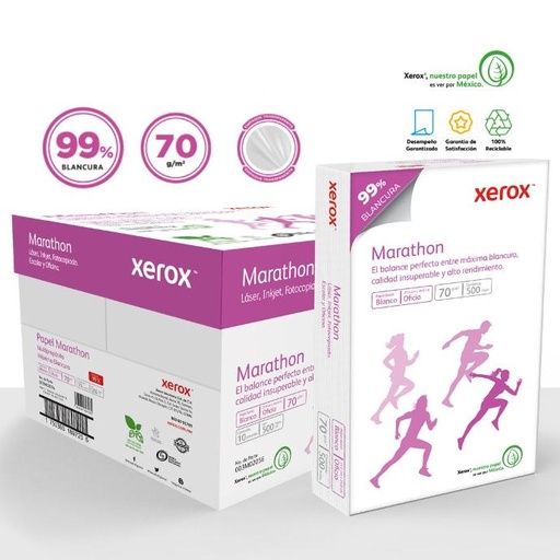 [XER 3M2056 CAJA] PAPEL BOND BLANCO T/OFICIO MARATHON 70G.99% DE BLANCURA CAJA CON 10 PAQUETESDE 500 HOJAS 8.5X13.3\" (216X279MM)