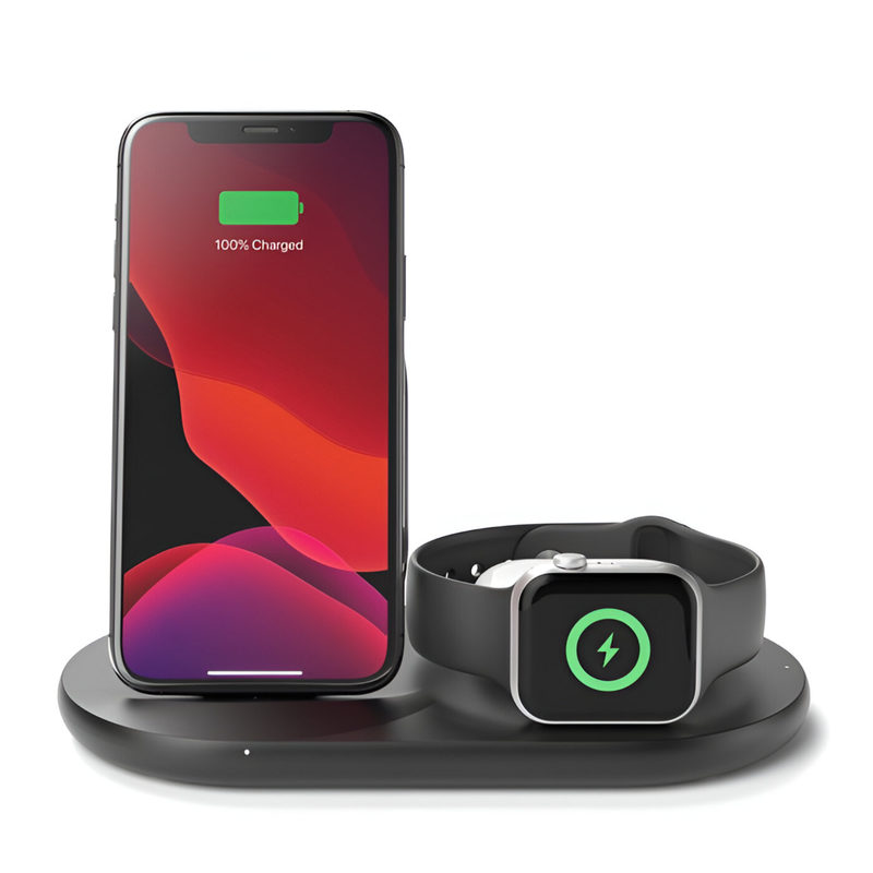 [WIZ001TTBK] Belkin BOOST CHARGE 3-in-1 Auriculares, Smartphone, Reloj inteligente Negro USB Cargador inalámbrico Interior / WIZ001TTBK