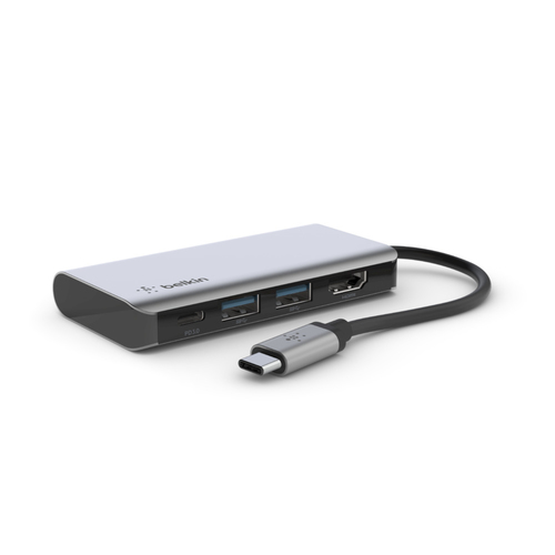 [AVC006BTSGY] ADAPTADOR MULTIPUERTOS 4 EN 1 USB-CET/ (USB-C PD 3.0, 2 USB-A 3.0, HDMI 100WPD) BELKIN / AVC006BTSGY
