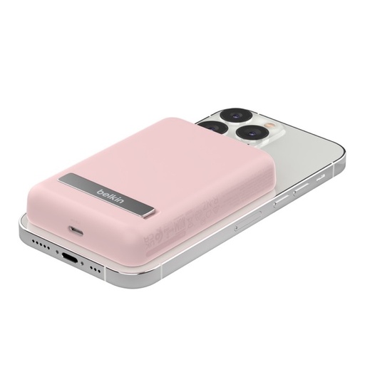 [BBC010-PK] 5,000mah Power Bank Magnetica Qi 7.5W + Kick Stand Pink