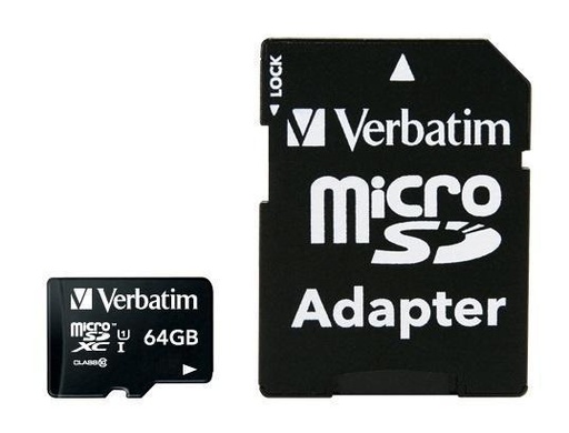 [44084] Memoria Flash Verbatim, 64GB microSDHC Clase 10, con Adaptador