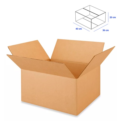 [84237] Caja para Empaque Cartón Corrugado, 40x36x20 cm, 23 ECT