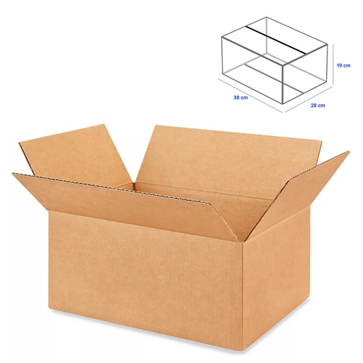 [84224] Caja para Empaque Cartón Corrugado, 38x28x19 cm, 23 ECT