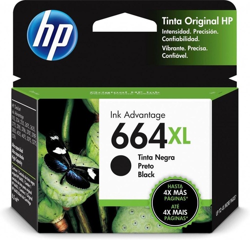 [F6V31AL] Cartucho HP 664XL Alto Rendimiento Negro, 480 Páginas